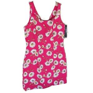 Vintage 90s Daisy Floral Print Mini Dress Sleeveless My Michelle Size 9/10 USA